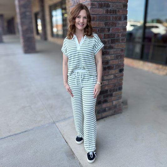 Everyday Stripe Set: Olive/White