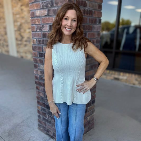 Chic Cable Knit Peplum Top