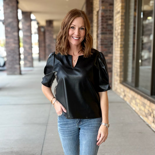 Date Night Faux Leather Top