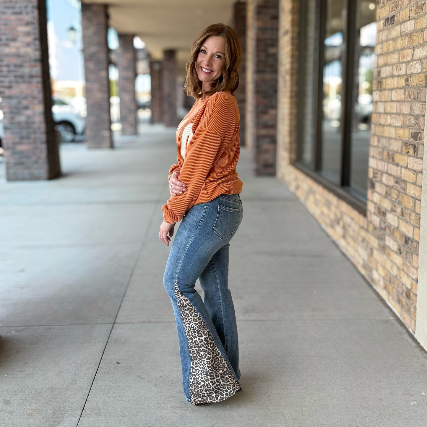 Leopard Flare Denim Jean