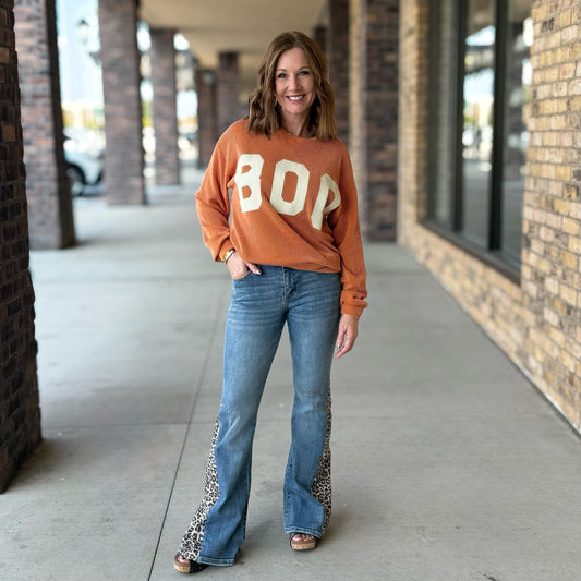 Leopard Flare Denim Jean