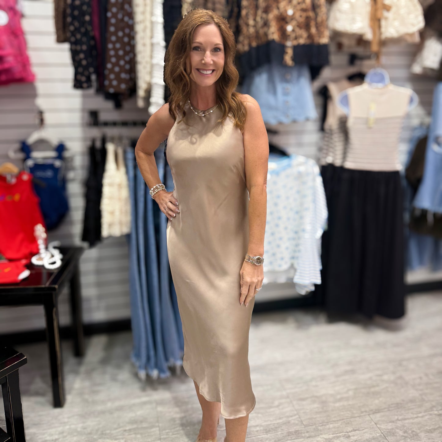 Satin Midi Dress: 3 Colors