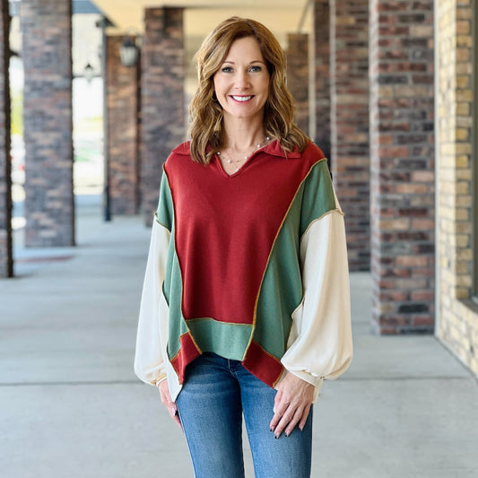 Red & Green Pullover