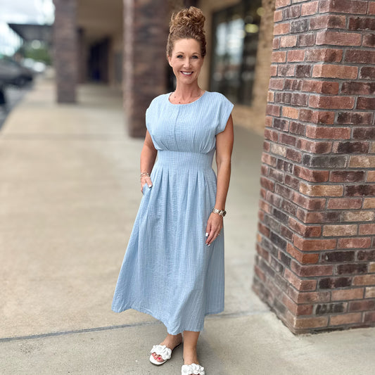 Timeless Baby Blue Midi Dress