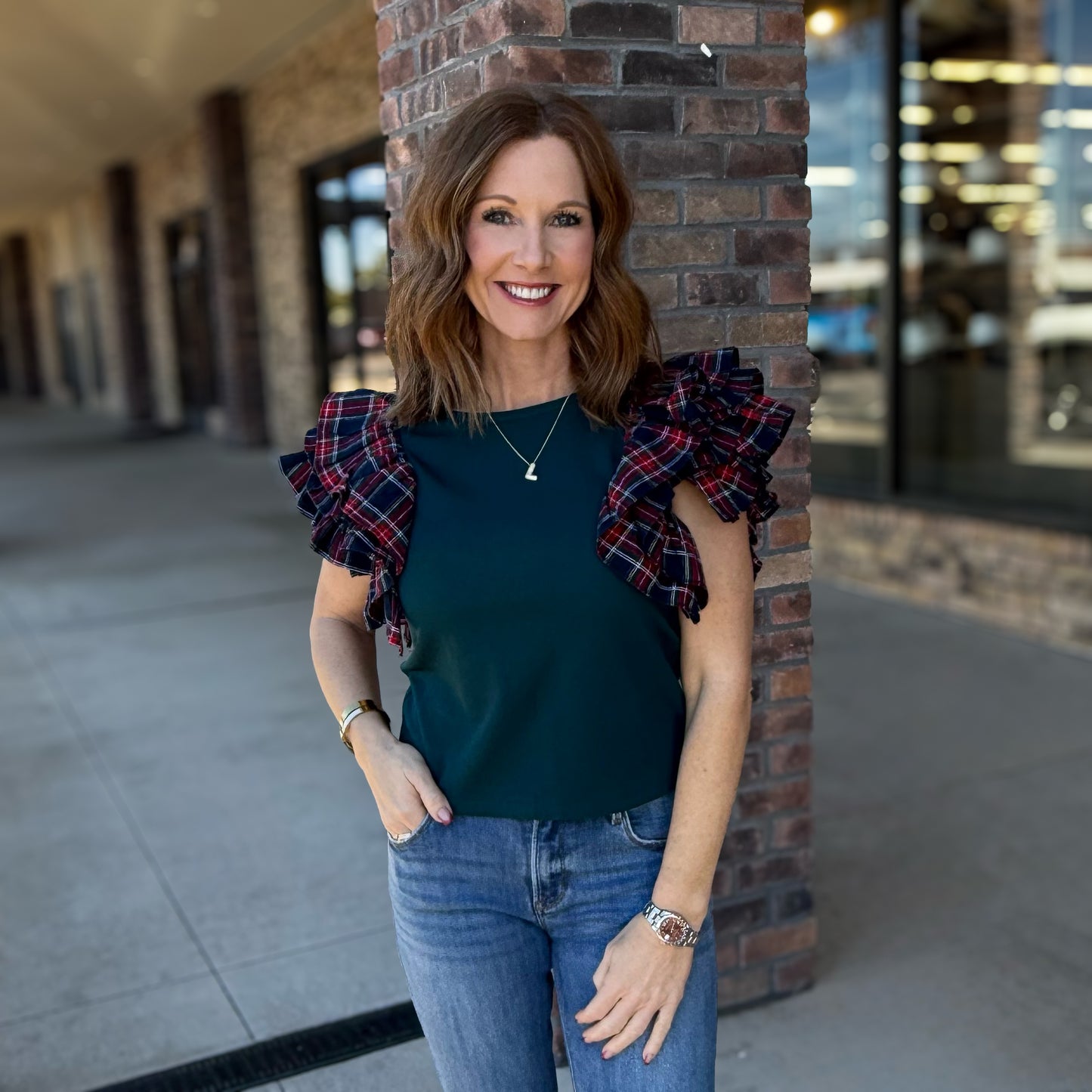 Christmas Plaid Ruffle Bliss Top: 2 Colors
