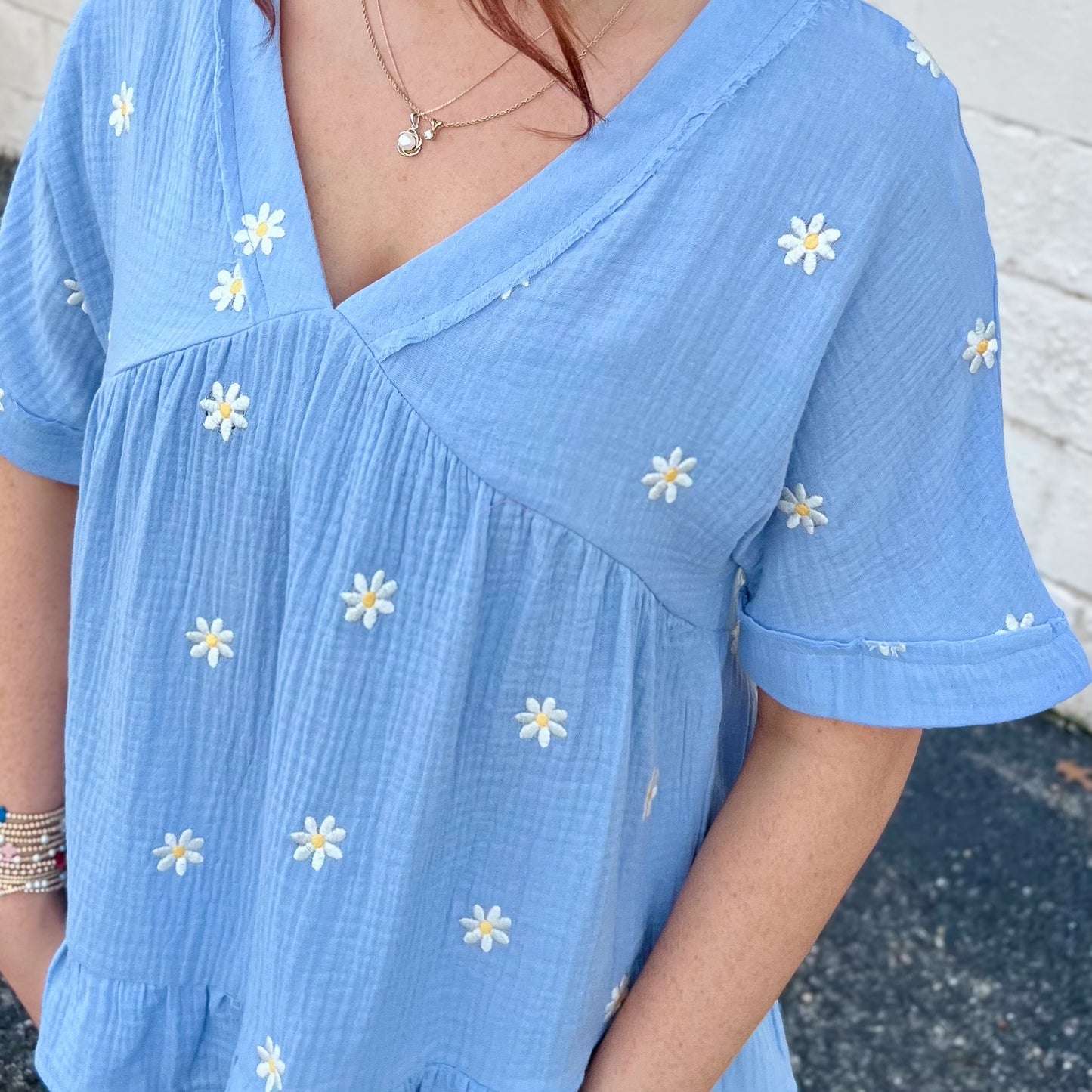 Flower Embroidered Blouse Top