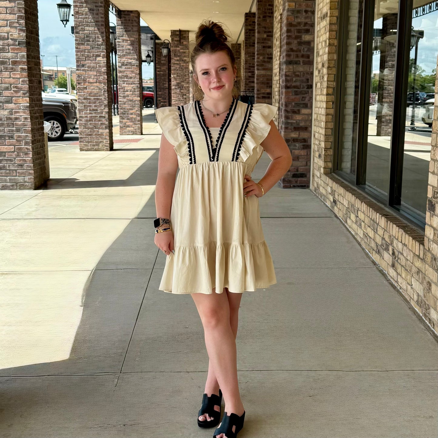 Scalloped Trim Babydoll Dress.