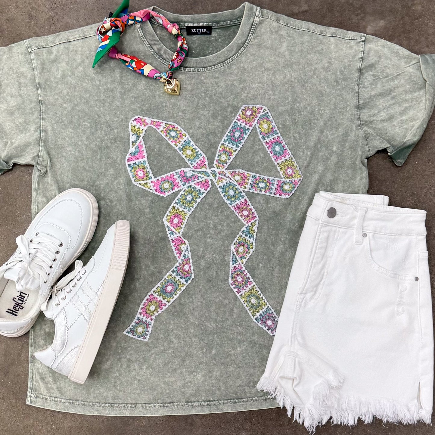 Zutter Crochet Puff Bow Tee