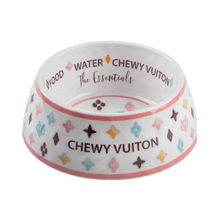 White Chewy Vuiton Bowl - Medium