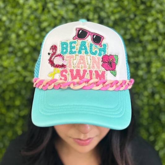 Beach Tan Swim Trucker Patch Hat