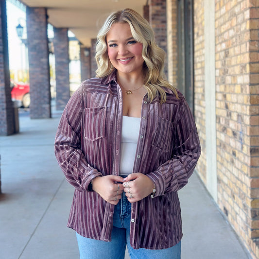 Purple Bliss Striped Button Down