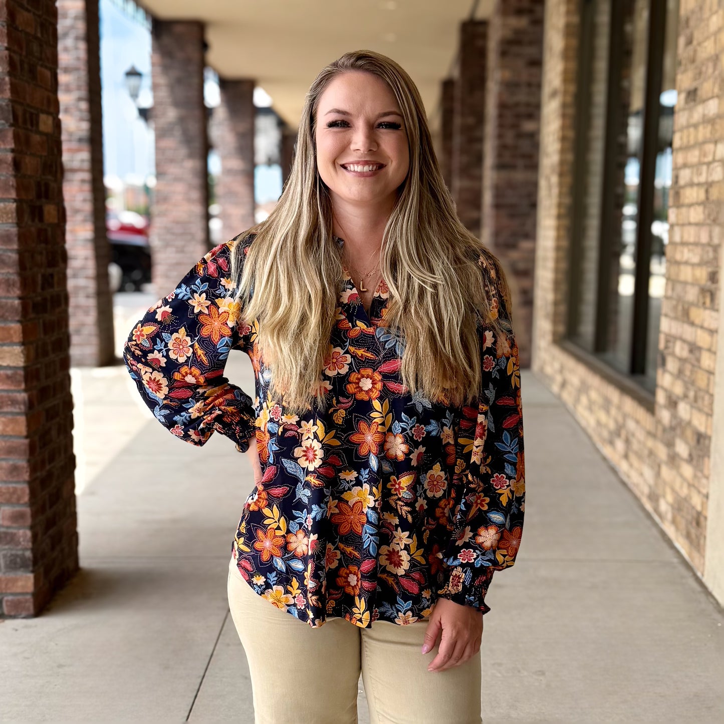Dear Scarlett Lizsmock Fall Vibes Top