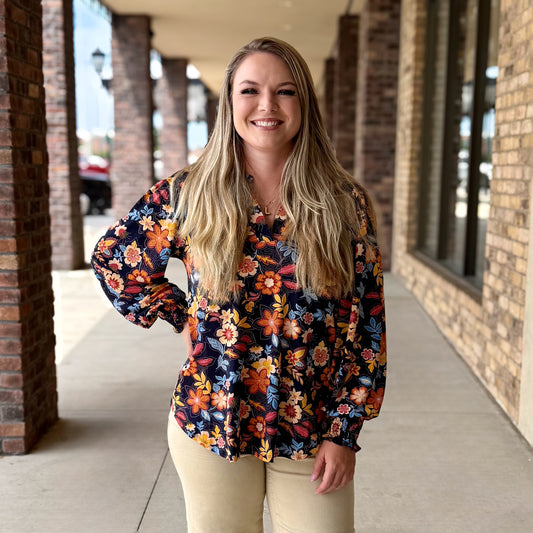 Dear Scarlett Lizsmock Fall Vibes Top