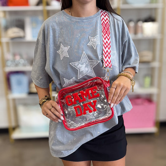 Game Day Clear Crossbody Bag: Red