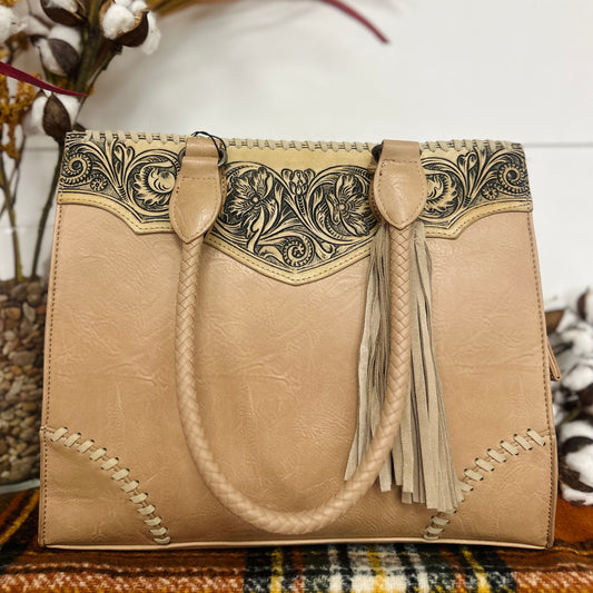 Montana West Embossed Khaki Purse