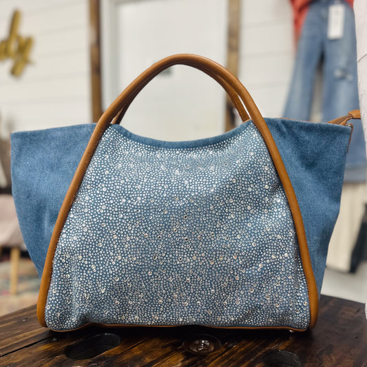 Glitzy Dream Rhinestone & Denim Bag