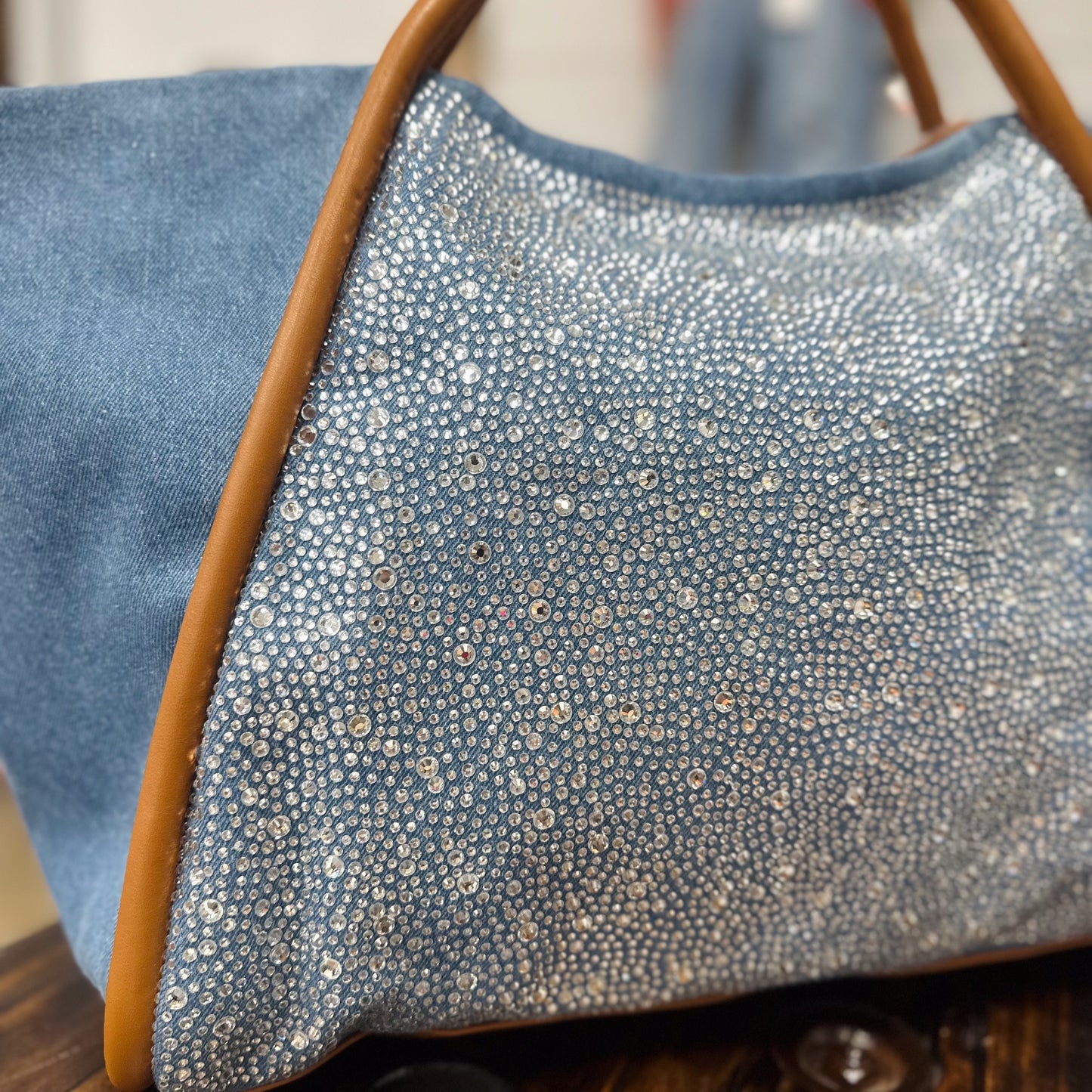 Glitzy Dream Rhinestone & Denim Bag