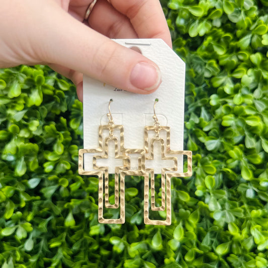 Gold Layered Cross Earrings