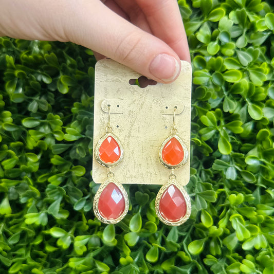 Orange Teardrop Dangle Earrings