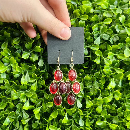 Red Shimmer Dangle Earrings