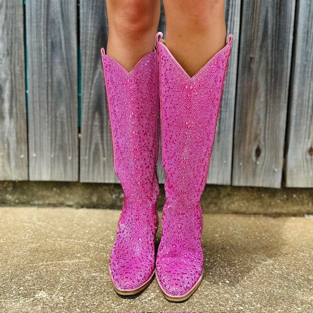 Pink Rhinestone Boot