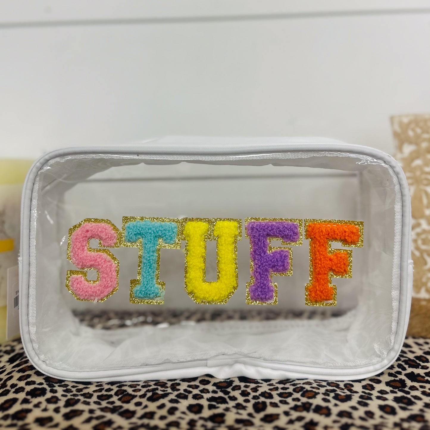 "STUFF" Clear Cosmetic Bags (Multiple Colors)