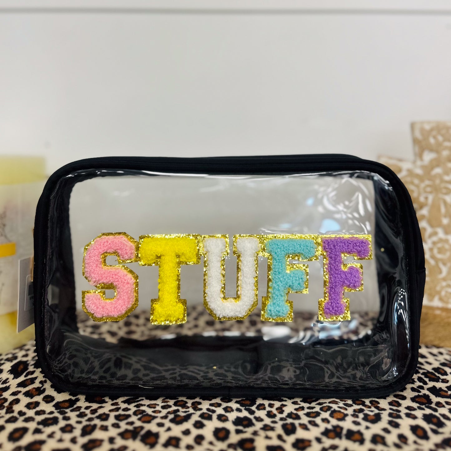 "STUFF" Clear Cosmetic Bags (Multiple Colors)