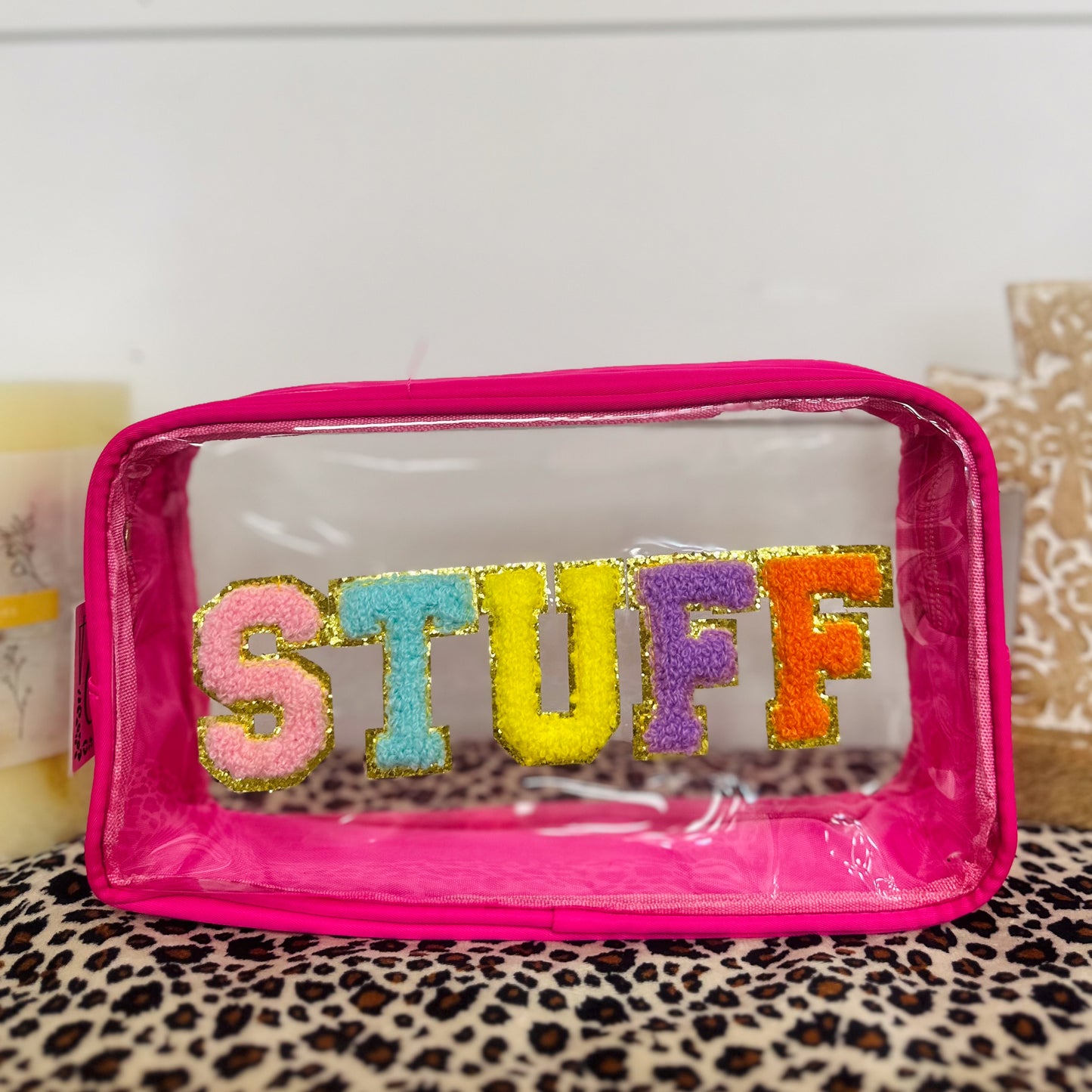 "STUFF" Clear Cosmetic Bags (Multiple Colors)