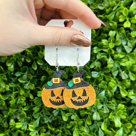 Glitter Jack-O-Lantern Earrings