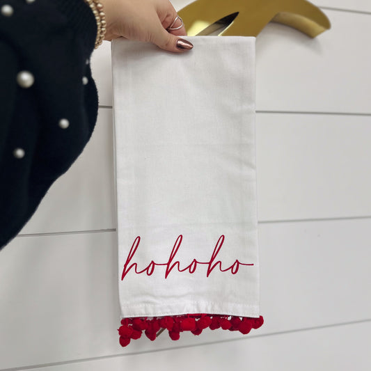 HoHoHo Pom Pom Hand Towel