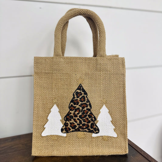 Leopard Christmas Tree Petite Gift Tote