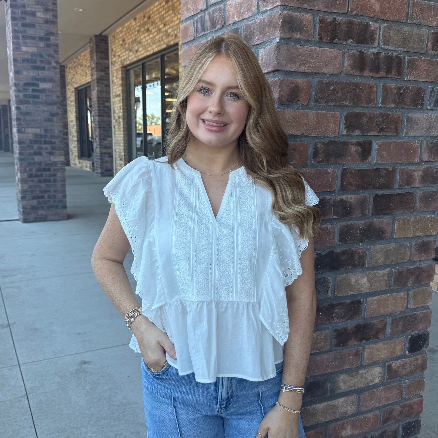 Charming Poplin Lace Top
