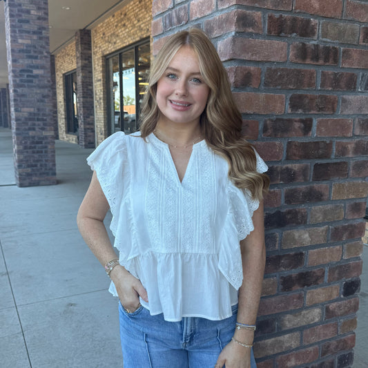 Charming Poplin Lace Top