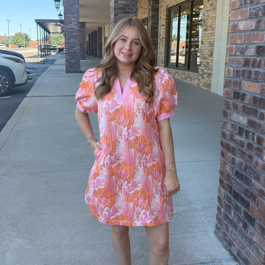 Summer Floral Jacquard Dress
