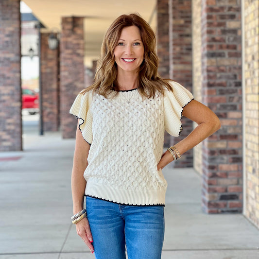 Sweet As Pie Ivory Ruffle Top