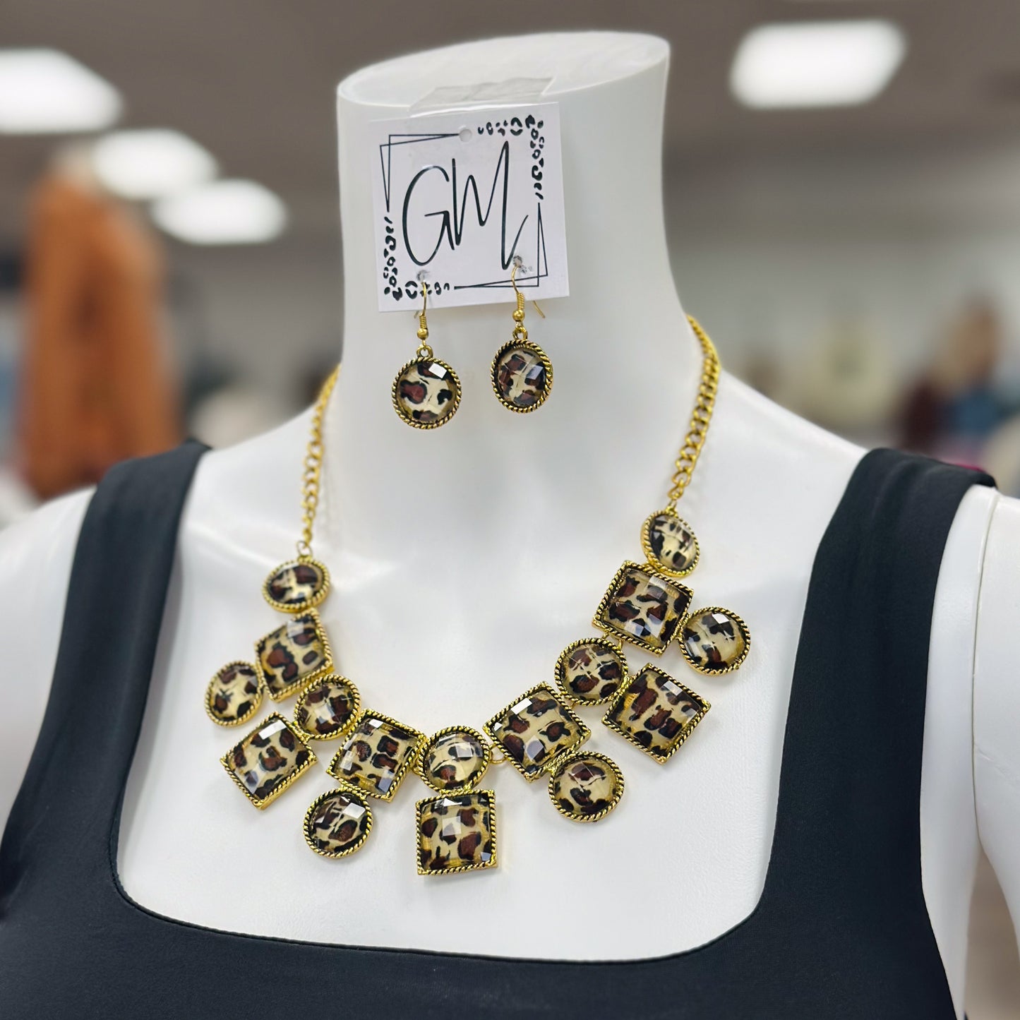 Leopard Statement Necklace & Earrings