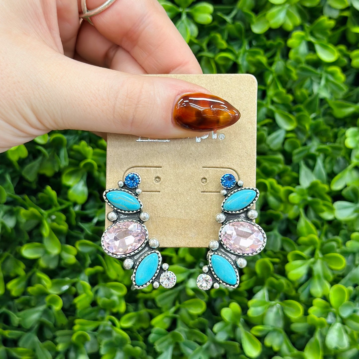 Mauve and Turquoise Earrings (Regular or Clip On)