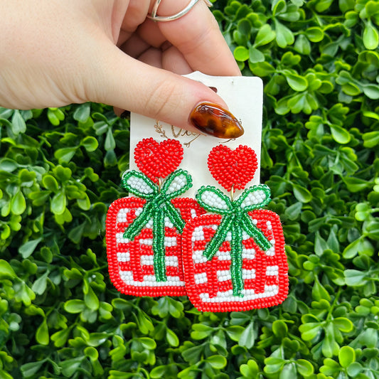 Christmas Present Beaded Earrings