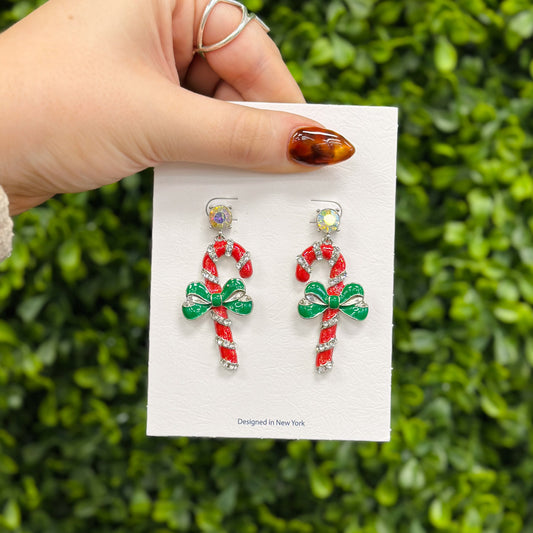 Candy Cane Christmas Earrings