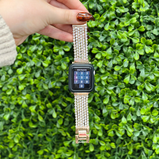 Rose Gold Chain & Rhinestones Watch Band