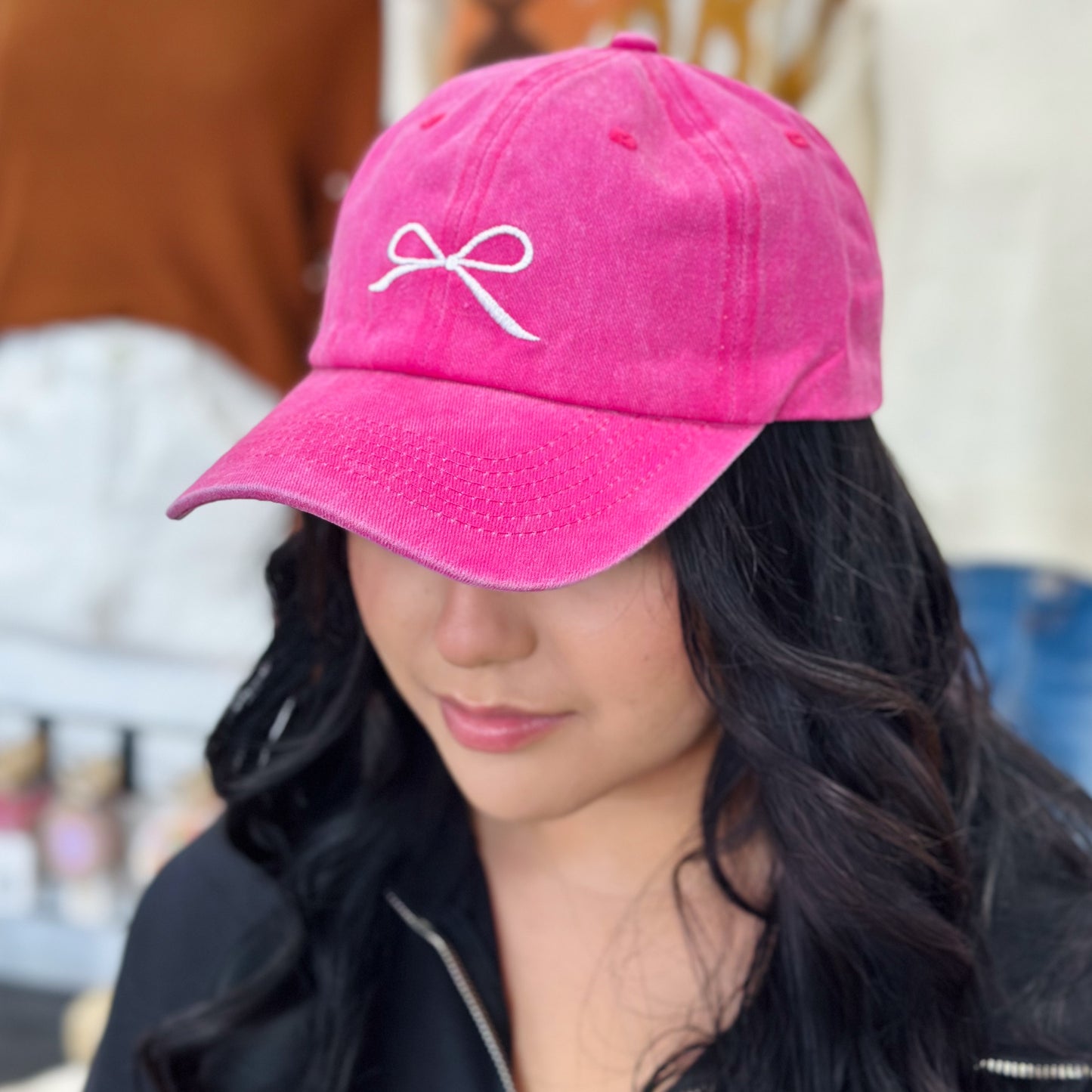 Embroidered Bow Ball Cap