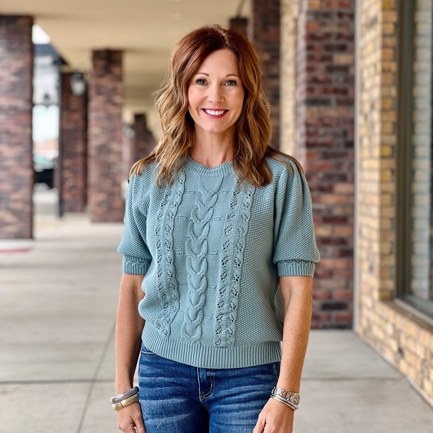 Chunky Cable Knit Short Sleeve Top