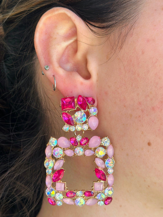 Bejeweled Pink Earrings
