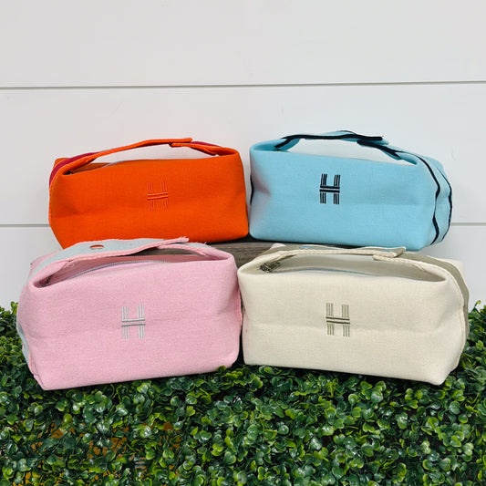 H Design Canvas Travel Cosmetic Bag