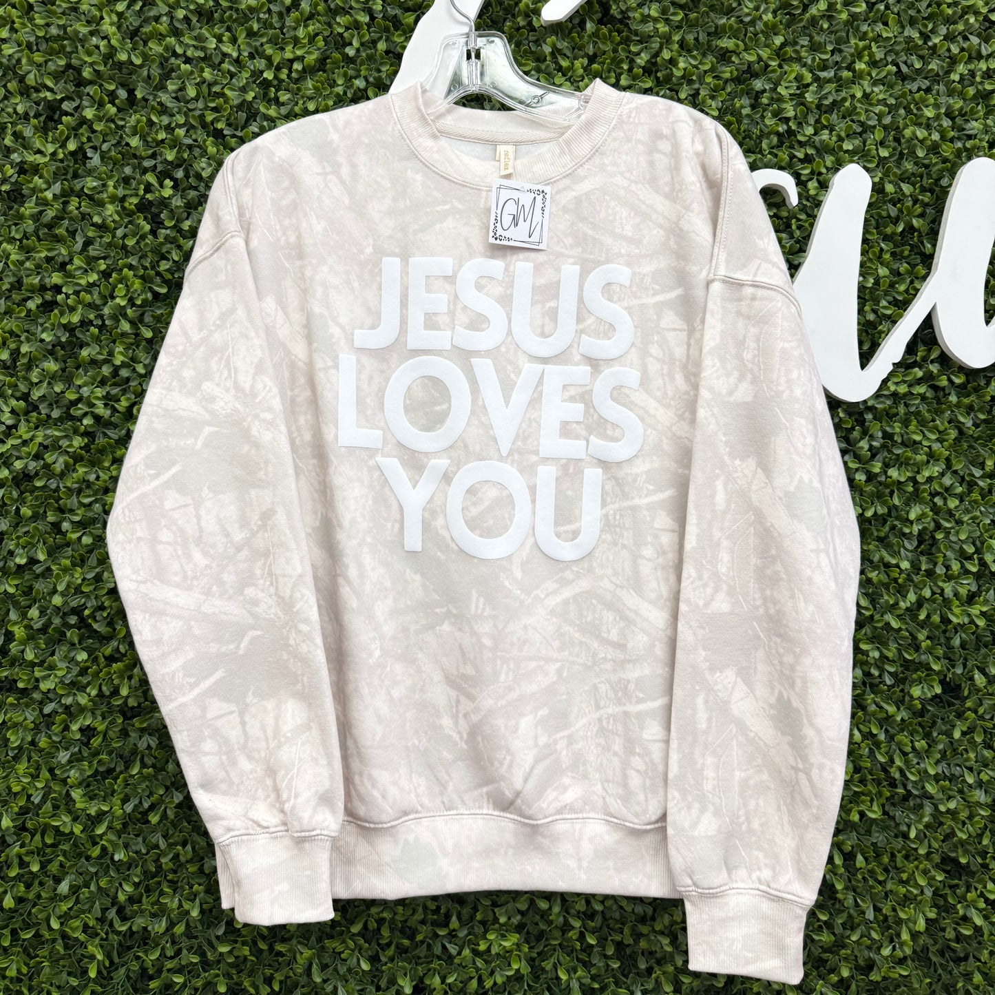 Jesus Loves You Sweatshirt: Beige