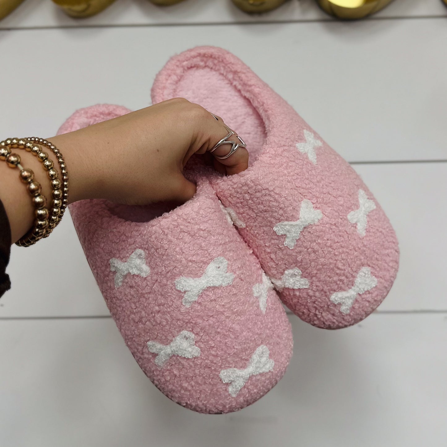 Light Pink Bow Slippers