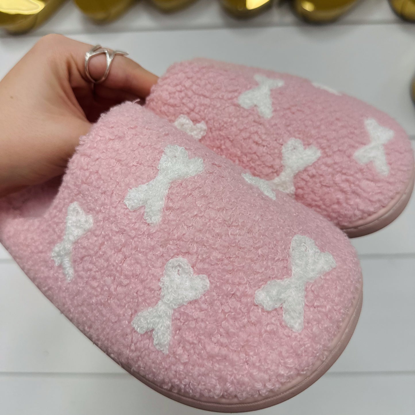 Light Pink Bow Slippers