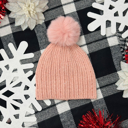 Pink Chic Rhinestone Beanie