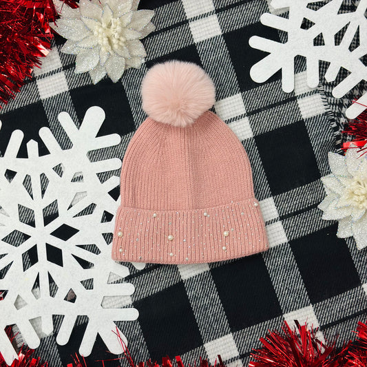 Pink Pearl Edge Beanie