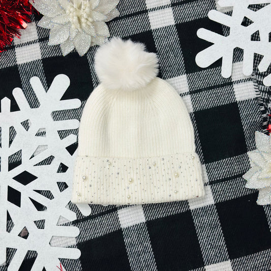 Ivory Pearl Edge Beanie